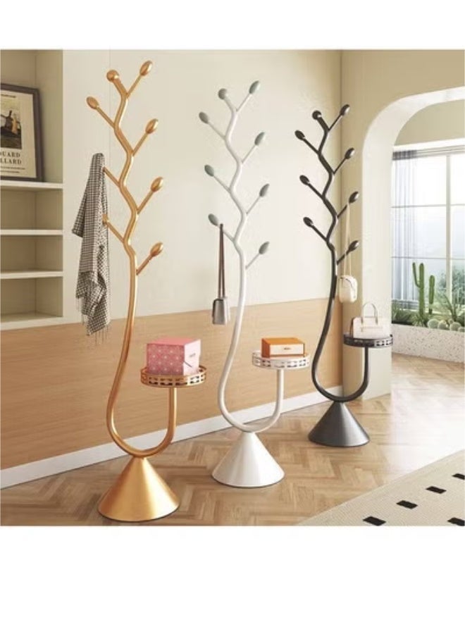 Beauenty Independent Metal Coat Rack with Storage Basket - Stylish Entryway Nizer, Elegant Free-Standing Design for Home Office Use(Gold) - Image 3